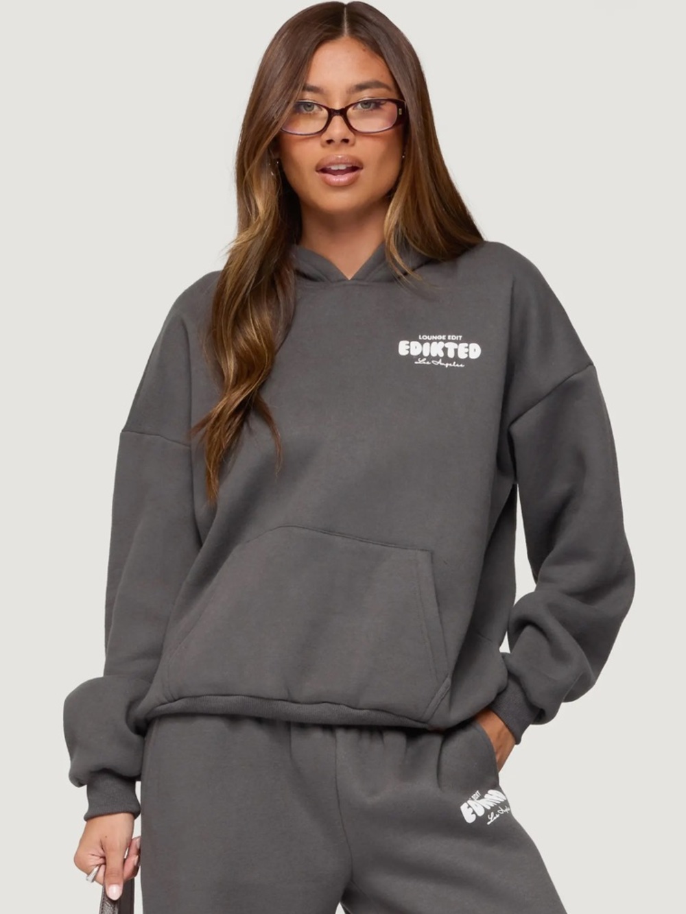 NWOT Edikted Charcoal Gray Hooded Sweatshirt size medium